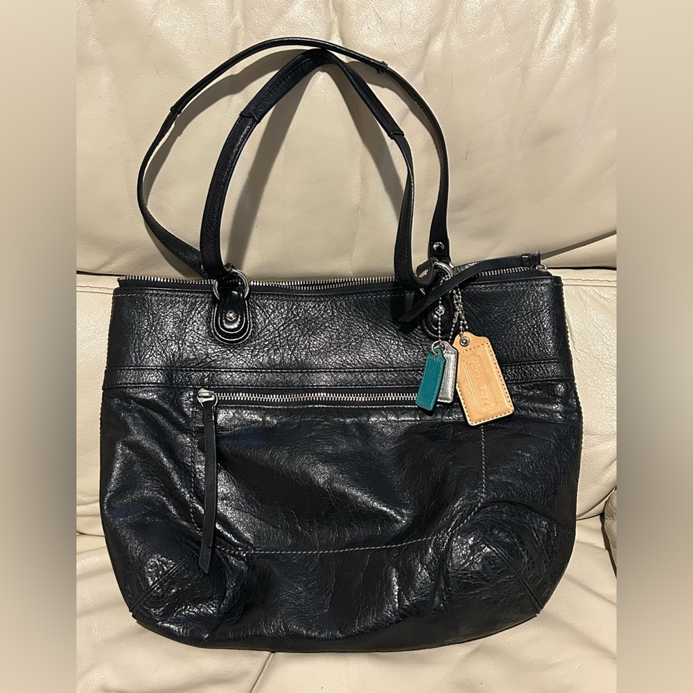Coach Black Leather Tote Bag
